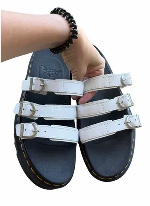Dr Martens Blaire Slide White Black Platform Sandals Womens 10 Docs Summer thumbnail 1