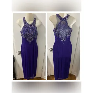 80s Alyce beaded silk maxi dress Purple Size M thumbnail 2