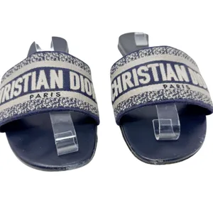CHRISTIAN DIOR Dway Navy Blue Slide Sandal Embroidered Logo EU 40.5 US 10.5 thumbnail 3