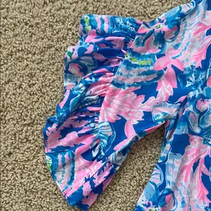 Lilly Pulitzer Pink and Blue Ruffled 3/4 Sleeve Blouse thumbnail 3