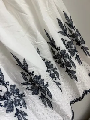 Anthropology Kindred White Embroidered Mini Dress with Navy Floral Accents thumbnail 4