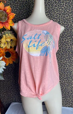 Salt Life NWOT Pink Peach POLLY IN PARADISE Muscle Tank Top SMALL thumbnail 2