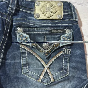 Miss Me Jeans Womens 28 Signature Skinny Blue Jeans Rhinestones Embroidered thumbnail 5