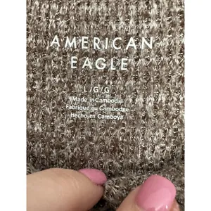American Eagle‎ Top Knit Women's Large Henley Lounge Comfy Lounge Brown #B6-1 thumbnail 2