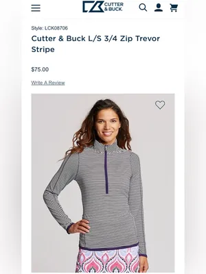 Cutter & Buck Striped Women 1/3 Zip LS CB Drytec Pullover Athletic Shirt -Med thumbnail 7