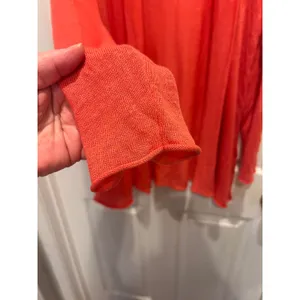 Smitten Womens Coral‎ Orange Linen Rayon Blend Open Front Cardigan Sweater Large thumbnail 4