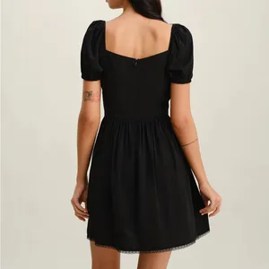 Rihoas Black Sweetheart Neck Puffed Sleeve Mini Dress thumbnail 3