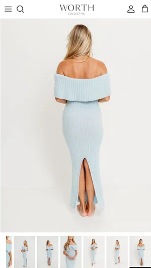 Aston Bow Front Maxi Sweater Dress in Ice Metal– Bump Friendly thumbnail 7