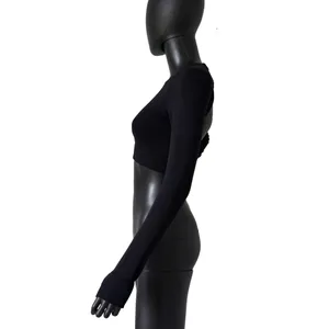 Gym Top T-shirt Crop Top Blouse Cover Up Tee Long Sleeve Sport Tee Slim Fit Top thumbnail 3