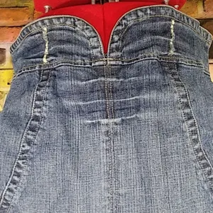 Miss Bisou Destroyed Denim Crop Vest Sz L thumbnail 6