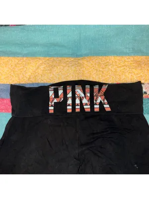 Vintage Y2K Victoria's Secret PINK Foldover Yoga Black Bootcut Pants Woman’s Med thumbnail 2