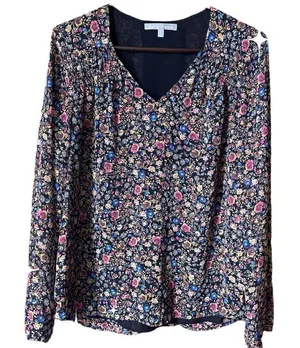 Daniel Rain size L - V neckline floral lace inset in back blouse. thumbnail 1