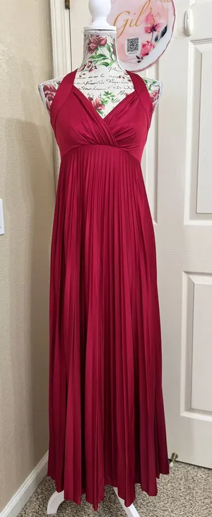 Vintage red halter maxi dress size 7/8 thumbnail 1