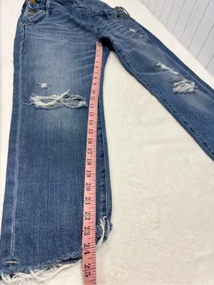 Abercrombie & Fitch Distressed Light Blue Denim Overalls Size XS thumbnail 7