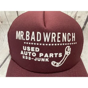 Vintage Burgundy Mr. Bad Wrench Snapback Trucker Hat thumbnail 3