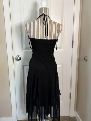 Trixxi Black Ruched whismy goth med flowy witchy dress punk casual dark academia thumbnail 5