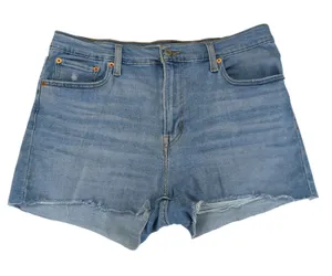 Levis High Rise Shorts Womens 32 Medium Wash Blue Denim Cutoff 72878-0037‎ thumbnail 1