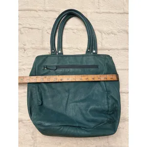 Perlina Brushed Leather‎ Hobo Shoulder Bag Purse Green Buckle Medium Tote thumbnail 3