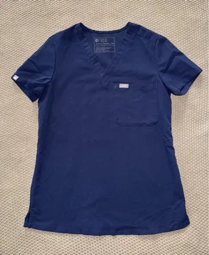 FIGS Women's Technical Collection Scrub Top Blue Short Sleeve V Neck Sz 2XS thumbnail 1