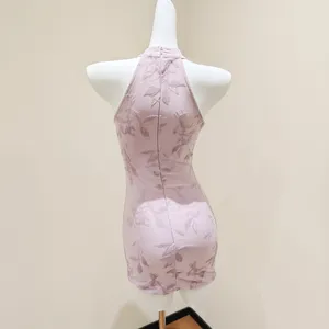 Others Follow Light Purple Halter Cheongsam Style Mini Dress thumbnail 4