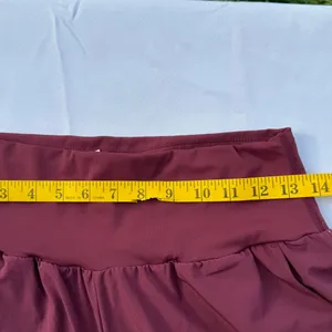 Halara Wide Leg Cropped Pants Burgundy Elastic Waist Comfort Size Medium thumbnail 6