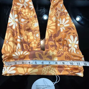 Princess Polly Retro floral orange halter top new size 4 thumbnail 2