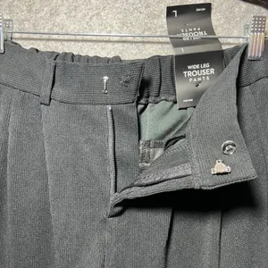 No Comment Black Wide Leg Trouser Pants Pleated Front Stretch NWT Size L thumbnail 7