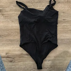 NWOT large womens bodysuit - black stretchy - thong back thumbnail 3
