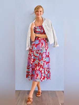 Talbots Red Paisley Summer Midi Sundress size 4 thumbnail 2