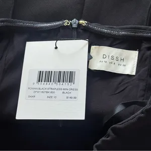NWT‎ DISHH Rowan Black Strapless Mini Dress Size 6 thumbnail 7