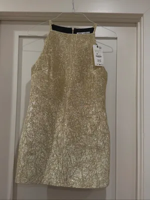 Zara Metallic Gold Mini Dress thumbnail 4