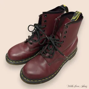 EUC Dr. Martens 1460 SMOOTH LEATHER LACE UP BOOTS - Cherry Red thumbnail 6