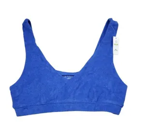 Aerie Offline Recharge Summer Lights Terry Sports Bra Size Small Blue Unlined thumbnail 1