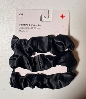 Lululemon Uplifting Scrunchies 3 pack Black   Satin. NWT thumbnail 1