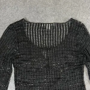 Bette Paige Black Crochet Cardigan XL Bell Sleeve Scallop Hem Boho Whimsigoth thumbnail 15