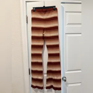 L. A Hearts Striped Brown and‎ Cream Flare Pants thumbnail 6