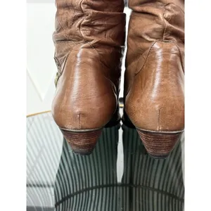 Vintage Mobility Sport Women’s Brown Leather Slouch Western Boots Metal Toe 7B thumbnail 9