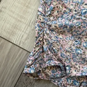 Revolve ASTR the Label Flutter Sleeve Pink and Blue Floral Wrap Blouse women’s medium thumbnail 10