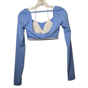 Nova‎ Sport Blue Long Sleeve Crop Top Open Back Athletic Activewear Too Sz Small thumbnail 5
