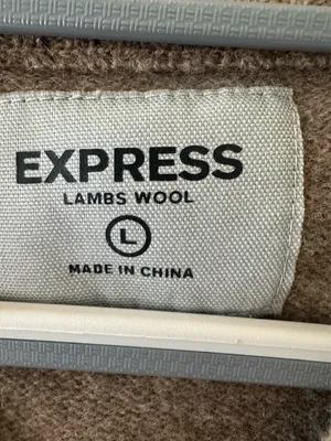 Express Sweater Mens L Large Tan Lambswool V Neck Pullover Long Sleeve Knitted thumbnail 5