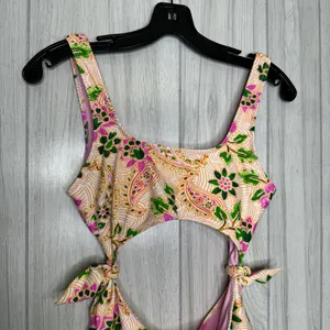 NWT Aerie Tie Cut Out One Piece Cheeky Swimsuit Lip Gloss Boho size S Small thumbnail 5