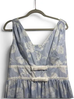 Karl Lagerfeld Blue White Floral Stripe Cotton Blend Dress Size 8 NWT thumbnail 5