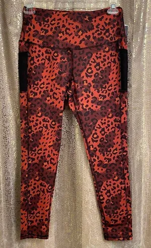 LegEnd Burnt Orange Leopard Cheetah Print Athletic Leggings, XL NWT thumbnail 1