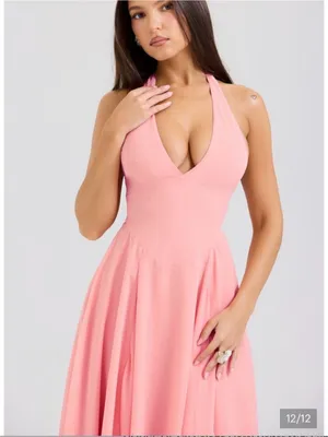 HOUSE OF CB Solada Floral Halter Midi Sundress Small A/C, PEACH PEARL thumbnail 6
