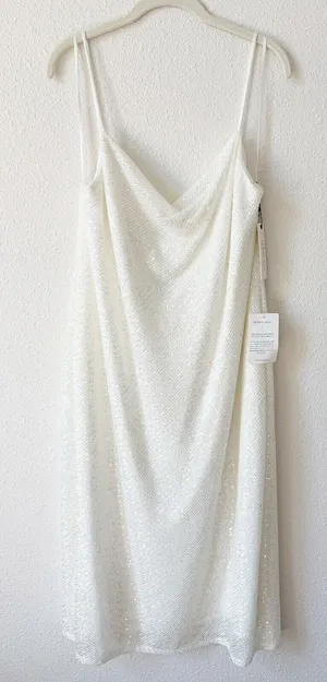Jenny Yoo Poppy Dress White Striped Sequin Size 19 / XXL Bridal Wedding thumbnail 1