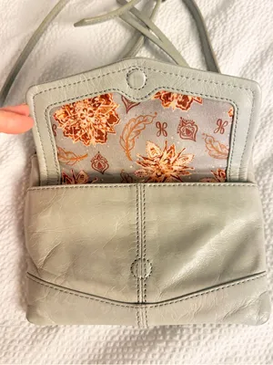 HOBO Leather Crossbody Bag in Light Gray thumbnail 2