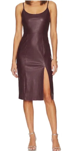 Steve Madden Mini Dress in‎ Cordovan Faux Leather Size 2 Sleeveless NWT thumbnail 1