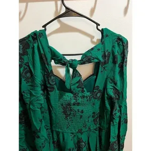 Anthropologie Band of Free NWT Women Medium Green Black Floral Mini Dress Fall thumbnail 5
