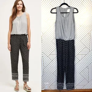 Anthropologie Hei Hei Rhodes Jumpsuit‎ Sleeveless Printed Gray Black Size Small thumbnail 2