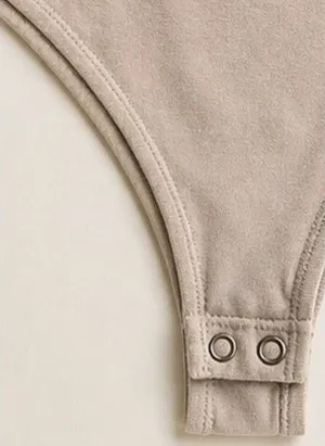 Abercrombie & Fitch Soft A&F Beige Henley Bodysuit Size M Sleeveless Snap Front thumbnail 1